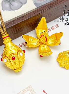 金店同款古法沙金珐琅彩可打开花开见佛吊坠大日如来莲花挂坠批发