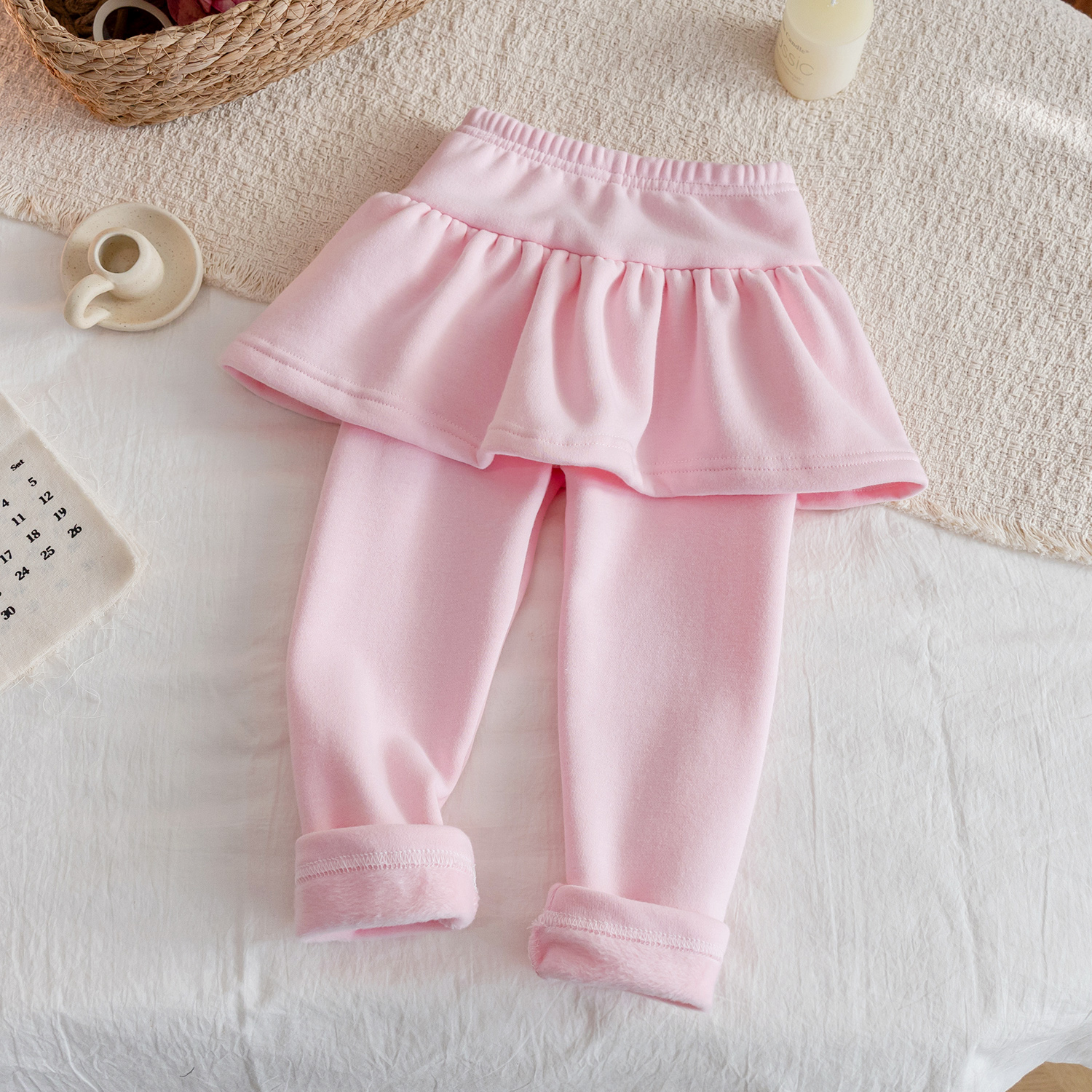 女童打底裤秋冬款加绒裙裤女宝宝假两件加厚裤裙儿童冬季外穿裤子