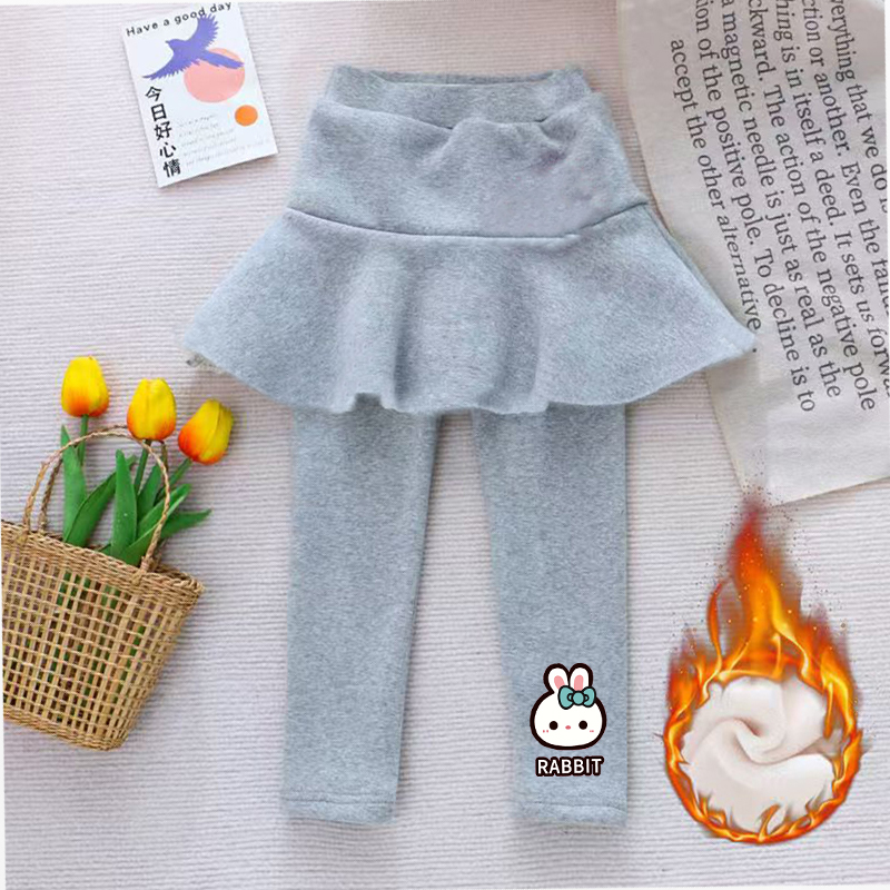女童打底裤秋冬2025新款中小儿童假两件裙裤外穿洋气加绒加厚裤子