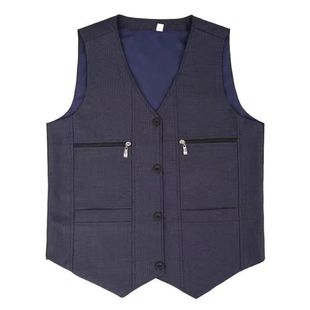 老人马夹 单马甲中年休闲背心爸爸老年人西装 春秋薄款 中老年男士