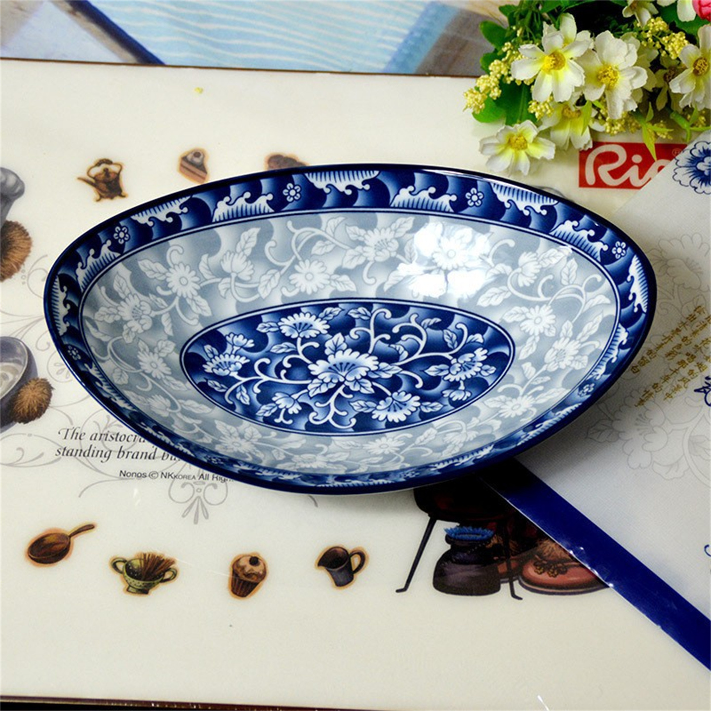 参宝正品盘子深椭圆形鱼盘