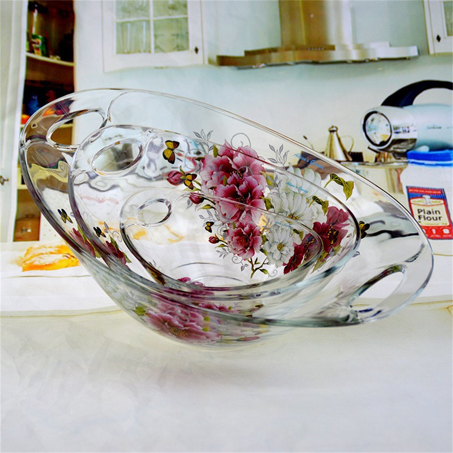 韩国高颜值耐热少女心椭圆形韩式时尚水果沙拉碗微波炉专用碗汤碗