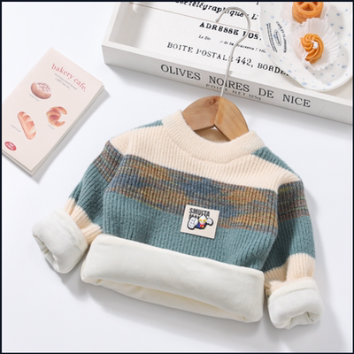 男童毛衣加绒加厚2025秋冬新款小童宝宝针织打底衫儿童保暖线衣潮