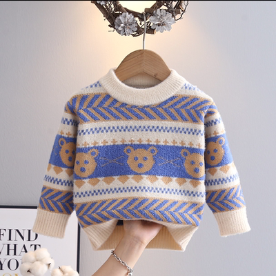 男童毛衣秋冬装新款儿童圆领韩套头时髦洋气中小童打底针织衫外套