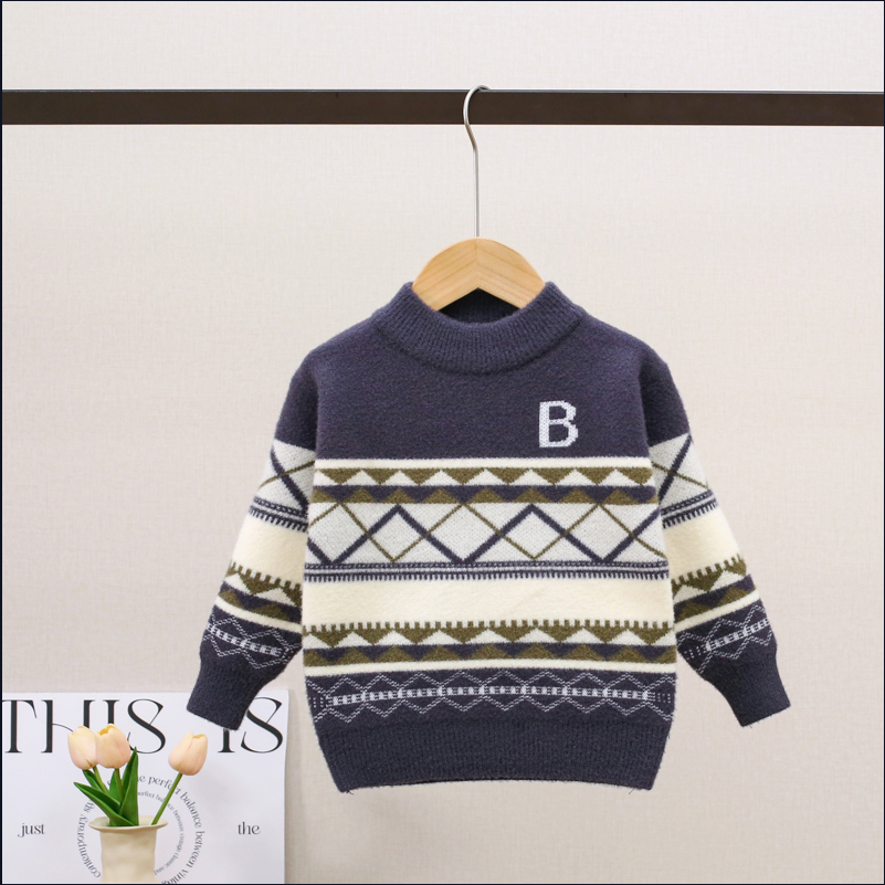 男宝宝毛衣冬装2025男孩韩国绒针织衫秋冬男童打底衫儿童套头上衣