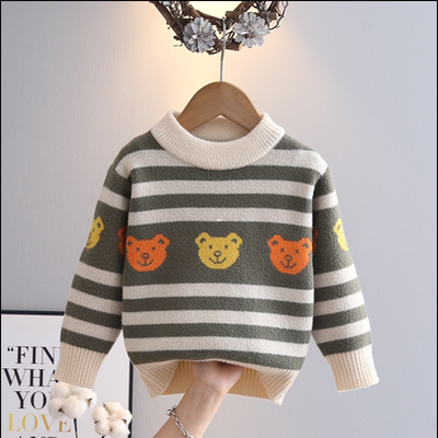 儿童秋冬套头毛衣男童韩版洋气卡通针织衫上衣小童内搭毛线衣冬款