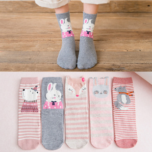 女士中筒袜子女羊毛卡通袜 秋冬季 保暖加厚仿兔羊毛袜