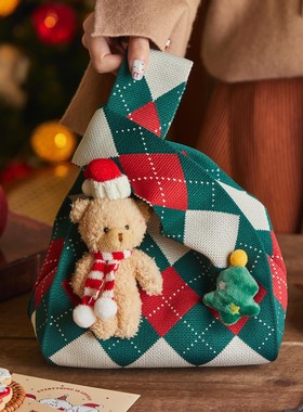 圣诞曲奇饼干糖果手提袋针织棒棒糖雪花酥点心包装袋礼品袋伴手礼