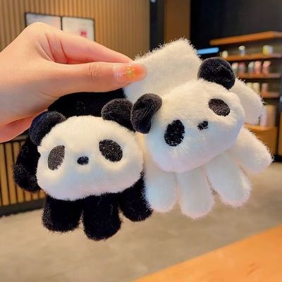 熊猫毛绒儿童手套秋冬保暖手套