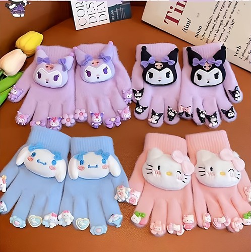 冬季库洛米宝宝儿童手套防风防寒保暖男童女孩加厚五指手套