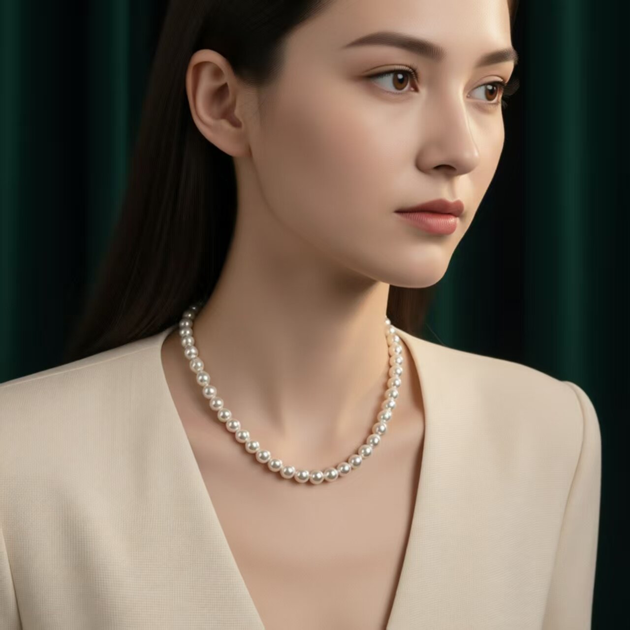 一件包邮仿珍珠圆强光 白色淡水珍珠项链 送妈妈送婆婆送老婆