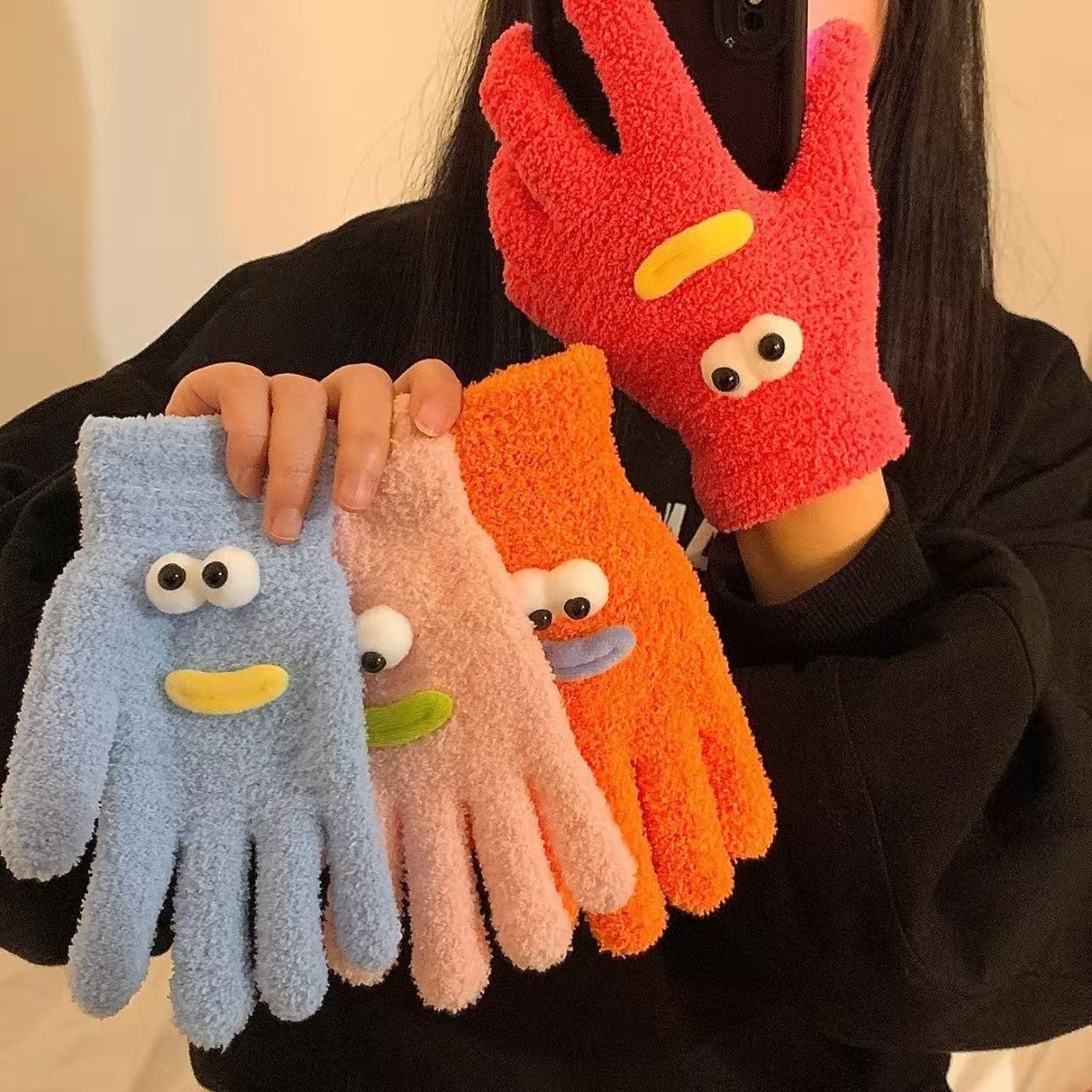 韩版搞怪针织手套女冬季保暖可爱卡通学生露指分指毛线手套,服饰配件/皮带/帽子/围巾,手套,淘宝优惠券,粉丝福利购,淘宝优惠卷