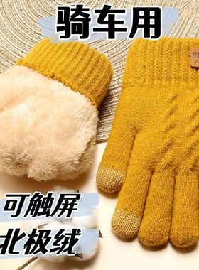 冬季新款双层加绒加厚手套