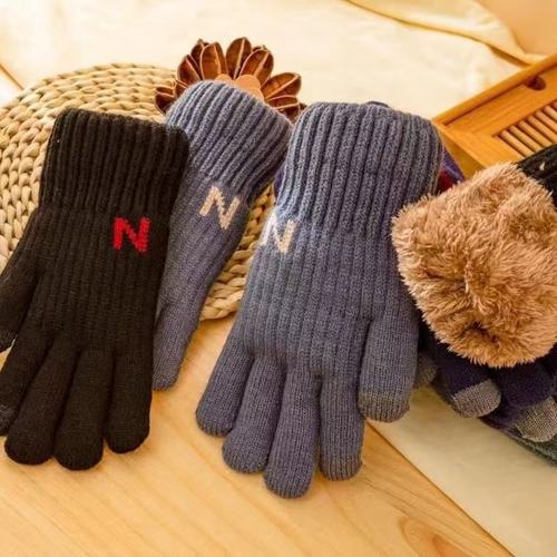 冬季加绒加厚触屏针织手套