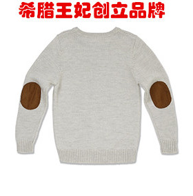 Marie Chantal 男童灰色 拼接 100%超细美利奴纯羊毛毛衣婴儿