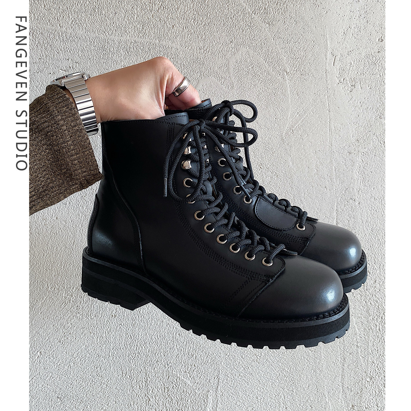 FANGEVEN复古老钱风马丁靴