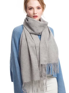 NSAE精选 法国客户定制野生白山羊绒羊毛围巾大披肩两用男女