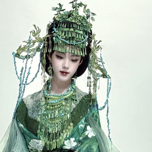 【霜翎阁】青铜大祭司松石衍生全套装汉服发饰品配流苏祭祀楚巫女