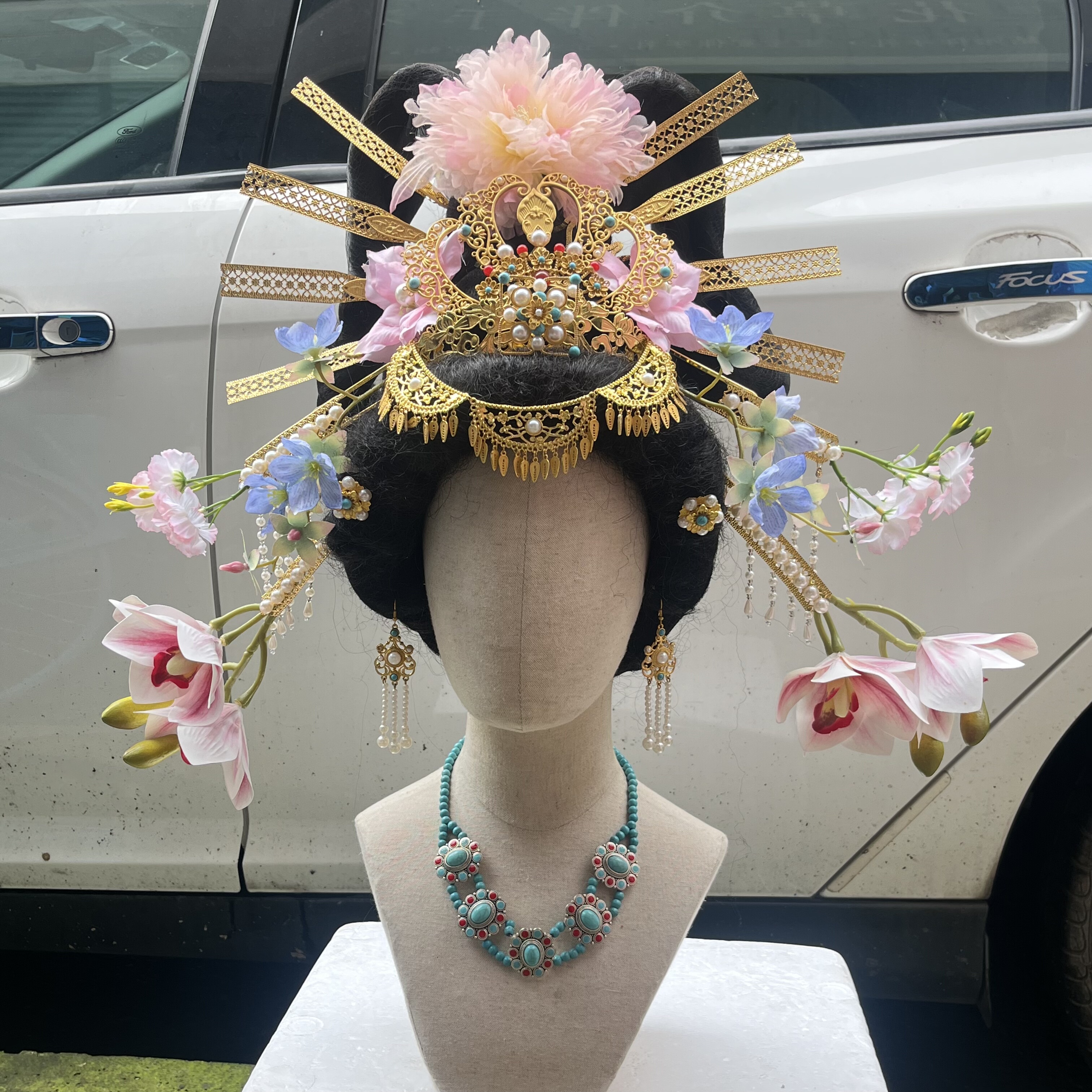 【霜翎阁】引路菩萨汉服配唐复原古风套装花簪额饰品华丽｛姣兮｝