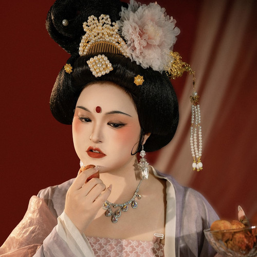 杨贵妃同款牡丹花流苏发簪套装