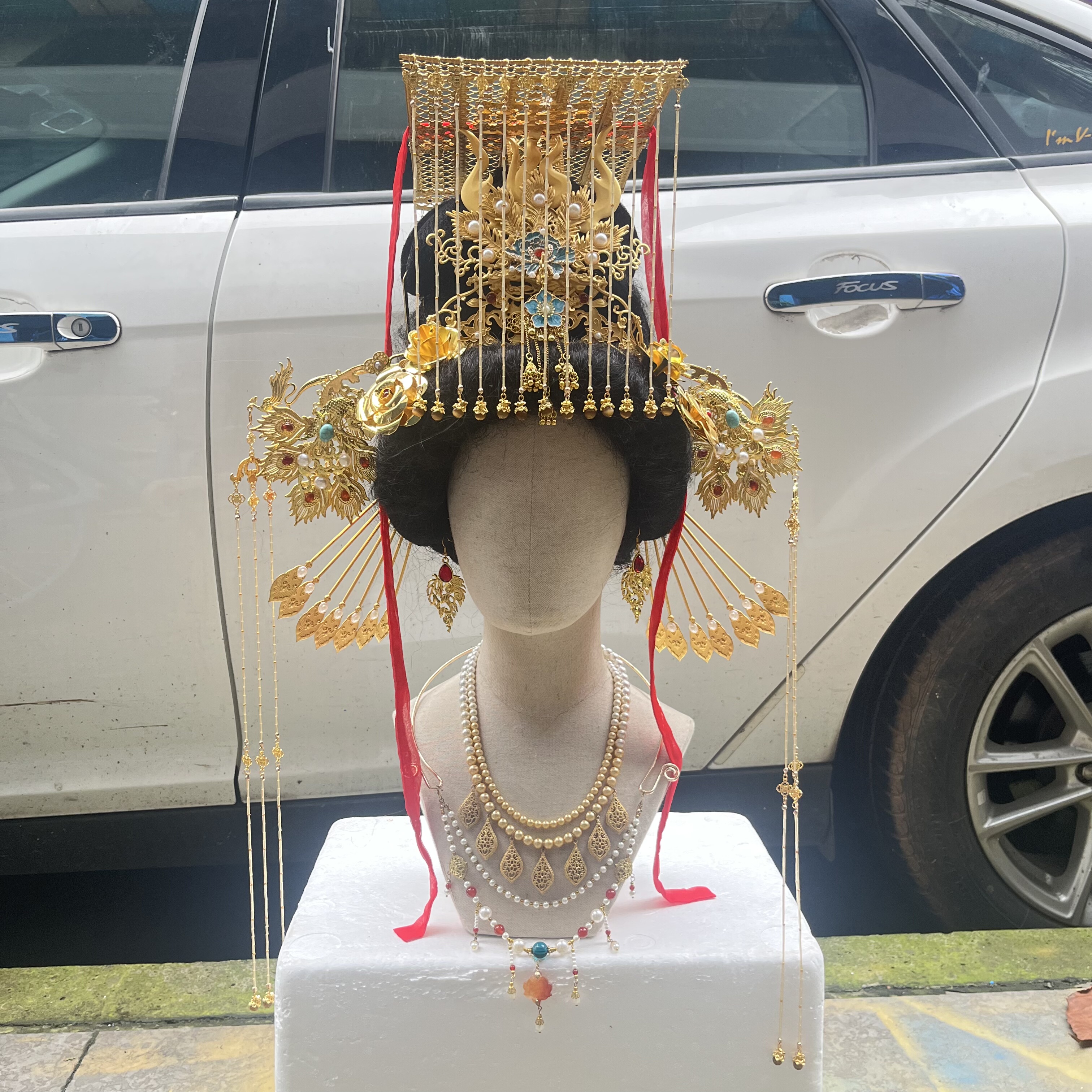 【霜翎阁】冕旒发冠武则天唐风汉服钗发簪套装古风发饰品｛姝凰｝