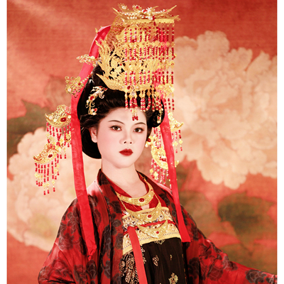 【霜翎阁】冕旒发冠则天唐风汉服全套装古风发饰品女皇帝｛武曌｝