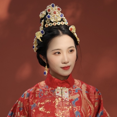 【霜翎阁】狄髻头面明制宝石套装复原簪子汉服配饰品发冠｛平宁｝