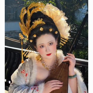 【霜翎阁】杨贵妃金丝偏凤衍生唐风汉服发簪钗全套装配饰品大牡丹