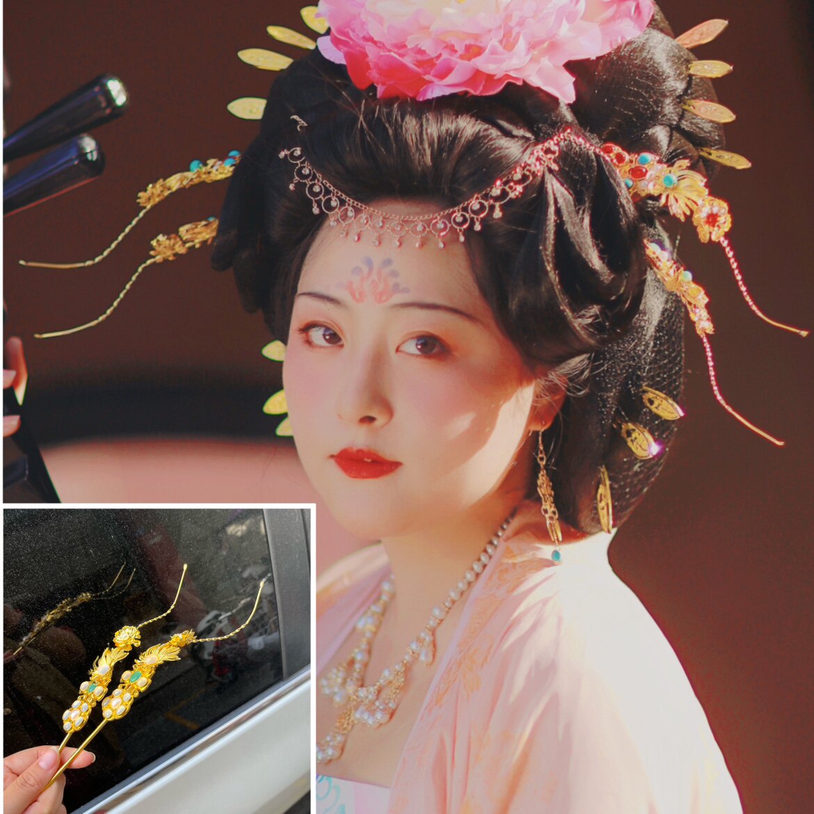 【霜翎阁】超长唐风耳挖簪包邮多宝汉服贵妃古典发钗配饰品一丈青