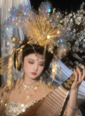 【霜翎阁】唐风汉服全套装凤冠配头发饰品水钻杨玉环贵妃｛霓裳｝