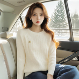 简约时尚百搭半高领套头款式麻花气质纯色针织衫女毛衣，女装针织衫/毛衣，衣嘉衣服饰