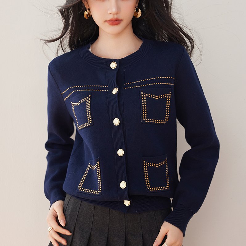 法式小香风针织开衫上衣高级感时尚别致长袖毛衣,女装针织衫/毛衣,衣嘉衣服饰 法式小香风针织开衫上衣高级感时尚别致长袖毛衣,女装针织衫/毛衣,衣嘉衣服饰