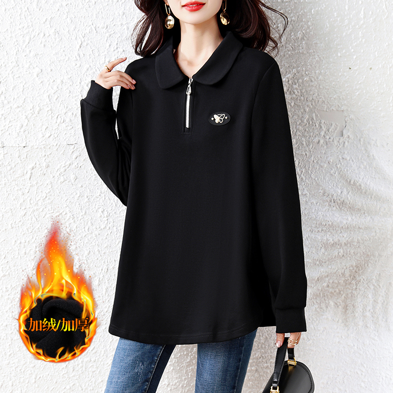 2025秋冬新款加绒加厚胖mm时尚翻领气质百搭显瘦休闲宽松遮肚卫衣,女装大码女装,衣嘉衣服饰 2025秋冬新款加绒加厚胖mm时尚翻领气质百搭显瘦休闲宽松遮肚卫衣,女装大码女装,衣嘉衣服饰