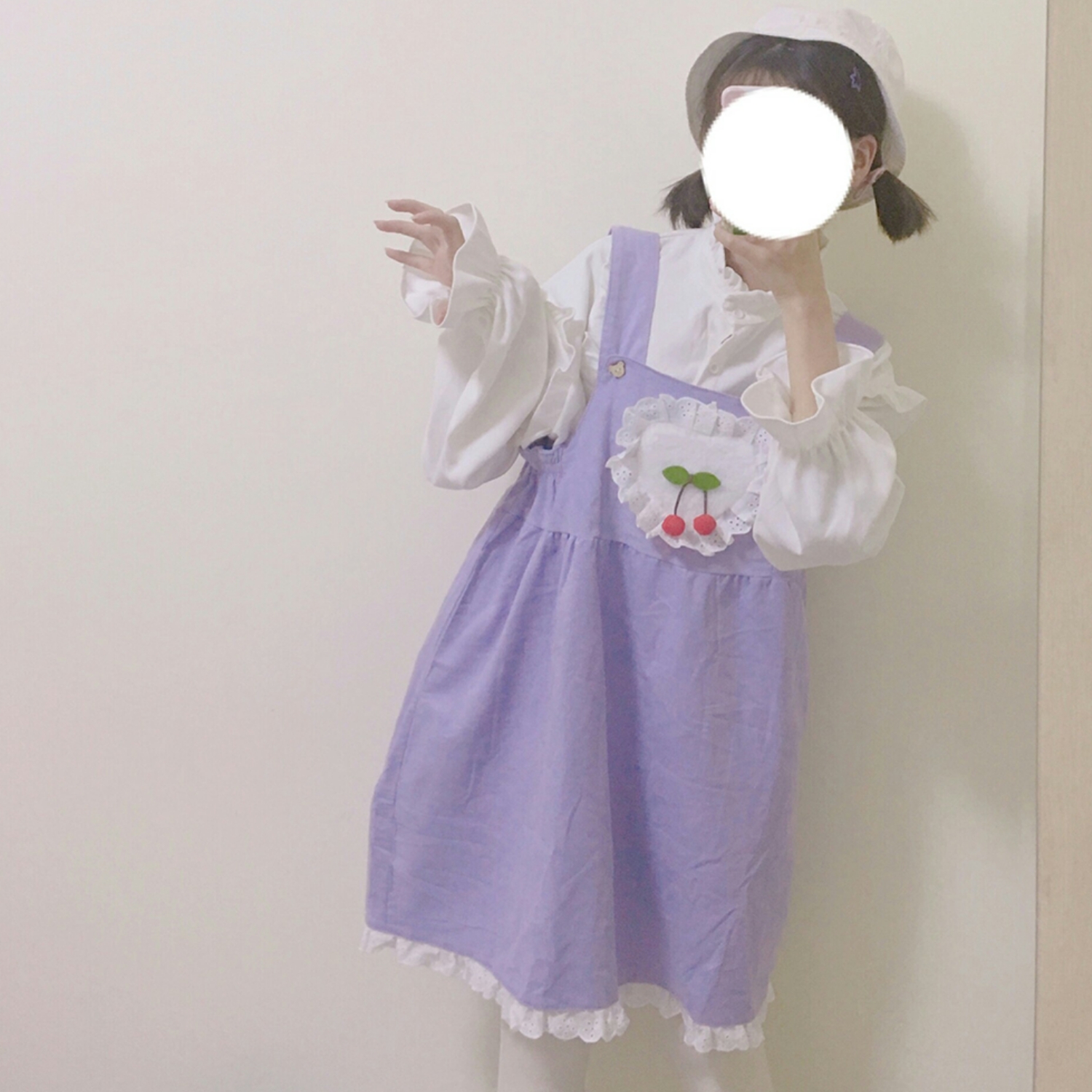 春秋女装韩版日系软妹少女可爱拼色木耳边背带裙学生无袖连衣裙萌