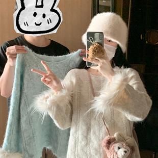 游小姿【薄荷奶绿】超显白套头针织衫甜美可爱温柔毛毛慵懒毛衣