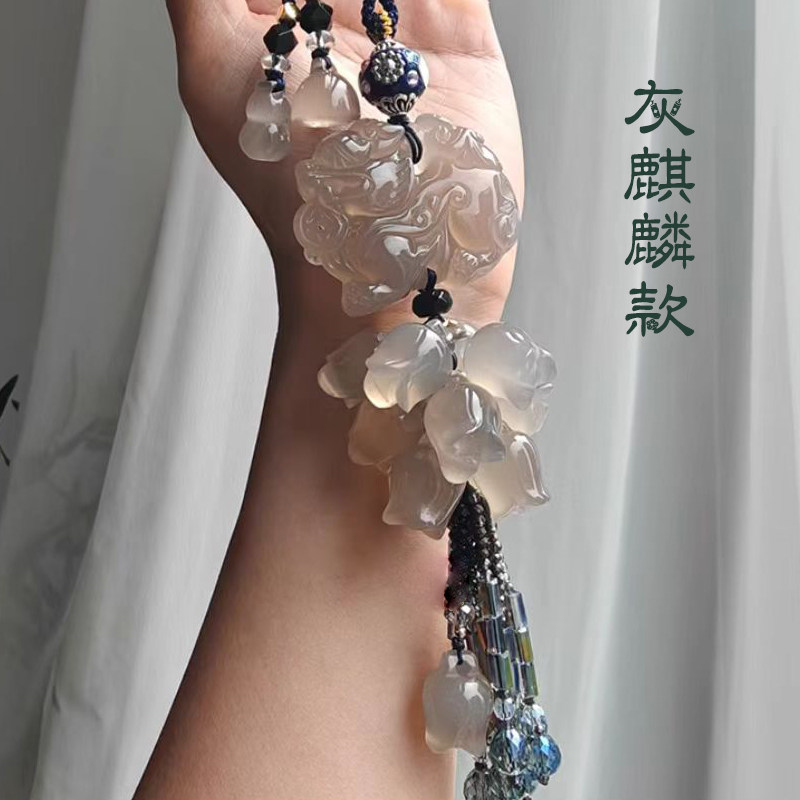 路安灰玉髓平安车挂天然玉石挂饰