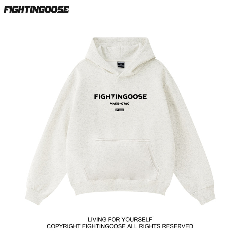 闪电大鹅秋冬LOGO字母连帽卫衣宽松重磅320g男女同款套头新潮男装