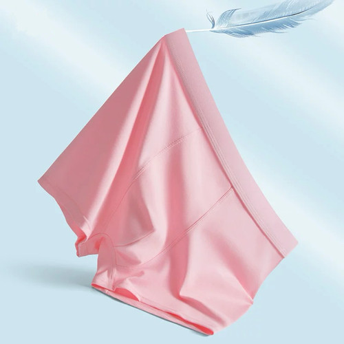 男士纯棉内裤轻柔舒适中腰青年时尚简约粉红纯色时尚潮流平角裤男