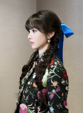 田曦薇同款甜美蓝色蝴蝶结发饰
