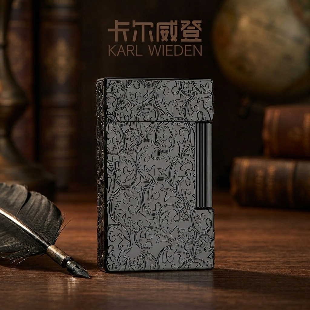 【送赠品】KW卡尔威登朗声煤油打火机高级送礼唐草黑商务收藏男友