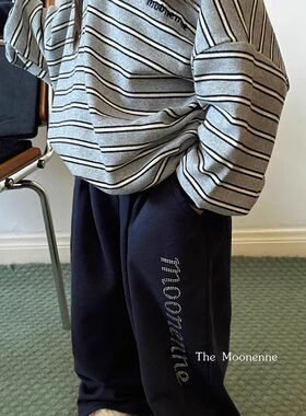 花样衣家男女童中大童秋季新款韩系百搭休闲裤字母烫钻卫裤可收口