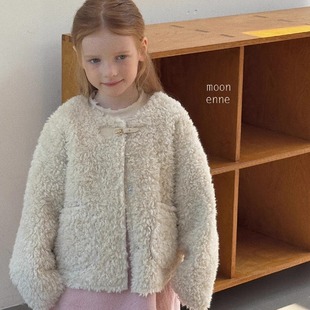 花样衣家女童中大童冬季新款洋气仿皮草外套皮毛一体毛绒短款上衣