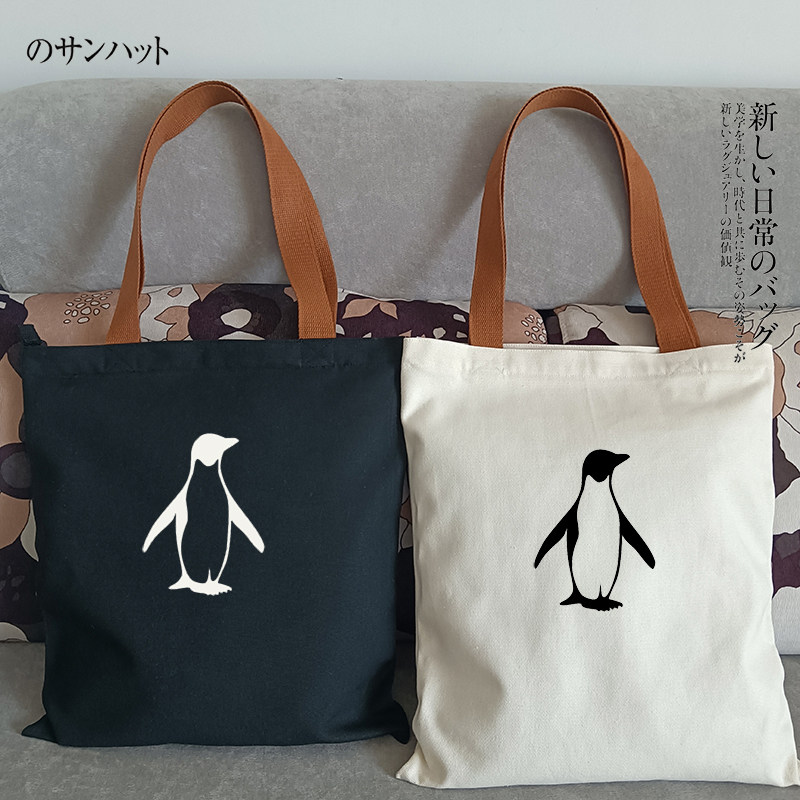 日系潮流高品质卡通企鹅帆布包