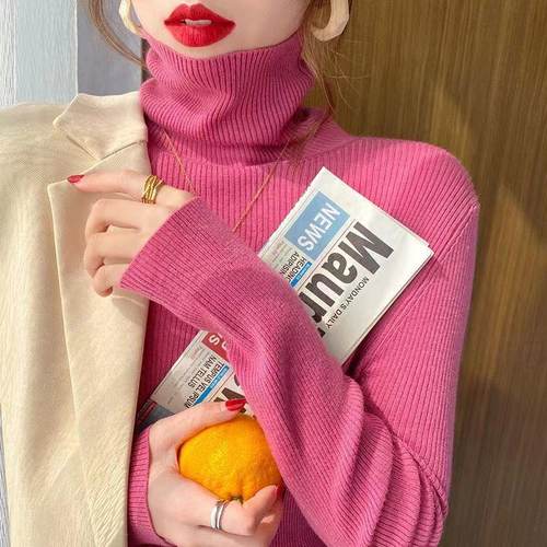 包芯纱套头高领套头洋气毛衣