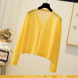 外搭冰丝针织防晒开衫女夏季配裙子薄款v领短款披肩空调外套上衣