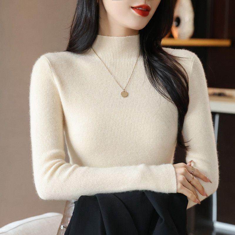 半高领打底衫2024新款女秋冬内搭修身显瘦百搭羊毛紧身针织毛衣女,女装/女士精品,毛针织衫,淘宝优惠券,粉丝福利购,淘宝优惠卷