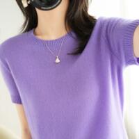 2026 Spring and Autumn Round-neck pullover sweater women's mid-sleeved base layer, loose five-quarter sleeve knitted short-sleeved women's inner layer top thumbnail 5