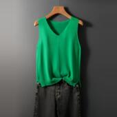 200斤宽松大码 吊带背心女夏季 针织冰丝T恤打底衫 无袖 内搭上衣