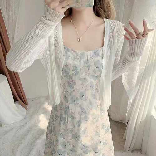 夏季薄款针织冰丝防晒开衫v领