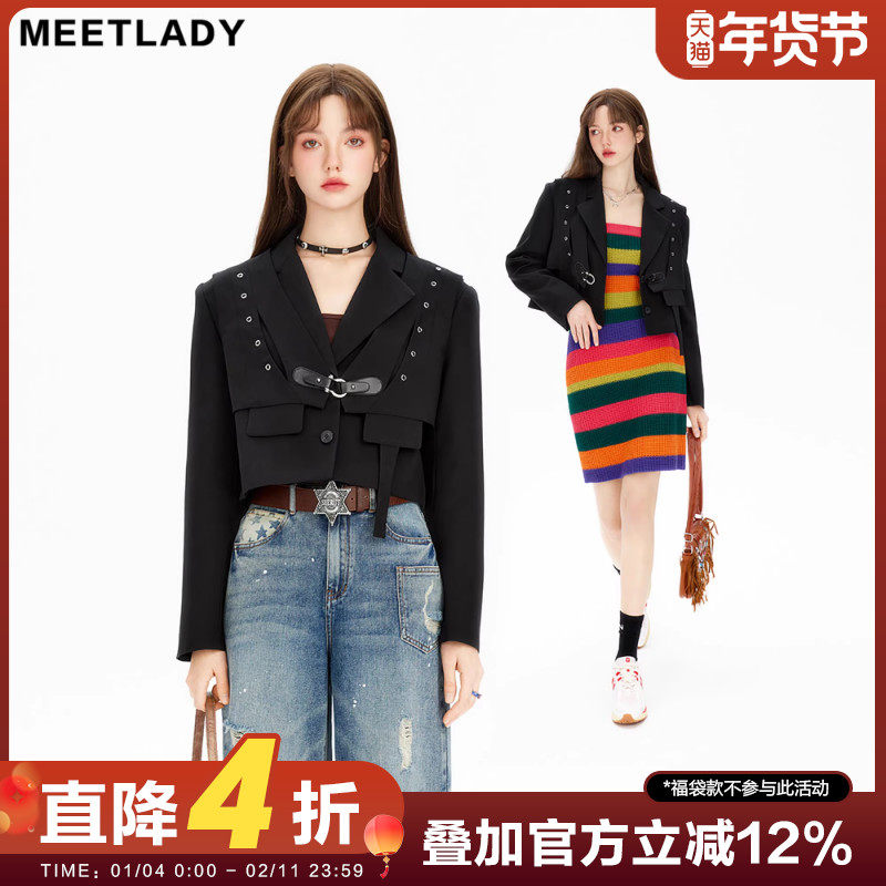 MEETLADY解构假两件短款西装女2023秋季新廓形小西服设计高级外套,女装/女士精品,西装,淘宝优惠券,粉丝福利购,淘宝优惠卷